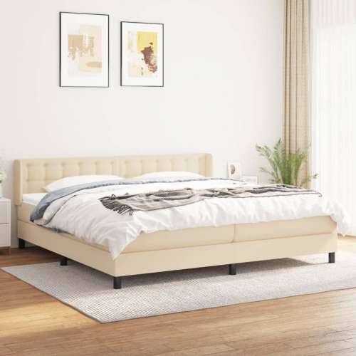 Krevet s oprugama i madracem krem 200 x 200 cm od tkanine Krema 200 x 200 cm gumbi Cijena