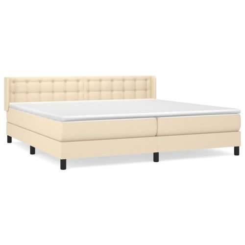 Krevet s oprugama i madracem krem 200 x 200 cm od tkanine Krema 200 x 200 cm gumbi Cijena