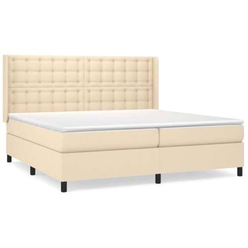 Krevet s oprugama i madracem krem 200 x 200 cm od tkanine - Krema 200 x 200 cm gumbi Cijena