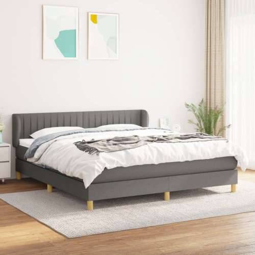 Okvir kreveta s oprugama i madrac svjetlosivi 160x200cm tkanina - Tamno siva 160 x 200 cm Okomite pruge Cijena