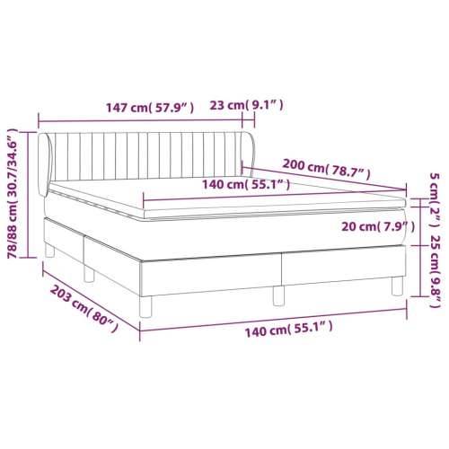 Krevet s oprugama i madracem plavi 140x200 cm od tkanine - Plava 140 x 200 cm Okomite pruge Cijena