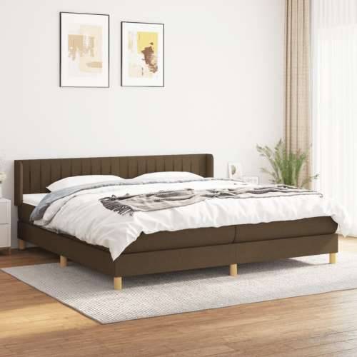 Krevet s oprugama i madracem tamnosmeđi 200x200 cm od tkanine - Tamno smeđa 200 x 200 cm Okomite pruge Cijena