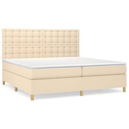 Krevet s oprugama i madracem krem 200 x 200 cm od tkanine - Krema 200 x 200 cm gumbi Cijena