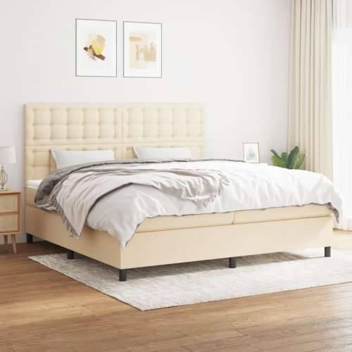 Krevet s oprugama i madracem krem 200 x 200 cm od tkanine - Krema 200 x 200 cm gumbi Cijena