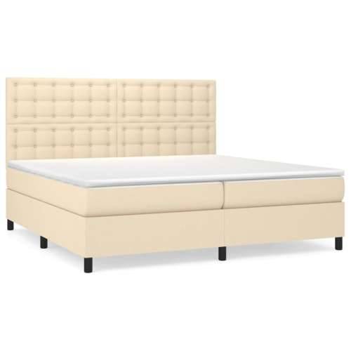 Krevet s oprugama i madracem krem 200 x 200 cm od tkanine - Krema 200 x 200 cm gumbi Cijena