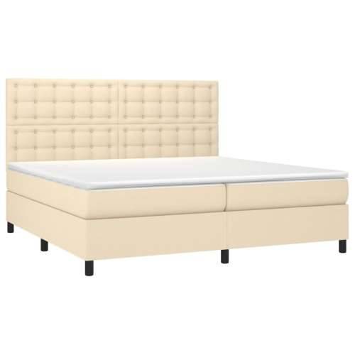 Krevet s oprugama i madracem krem 200 x 200 cm od tkanine - Krema 200 x 200 cm gumbi Cijena