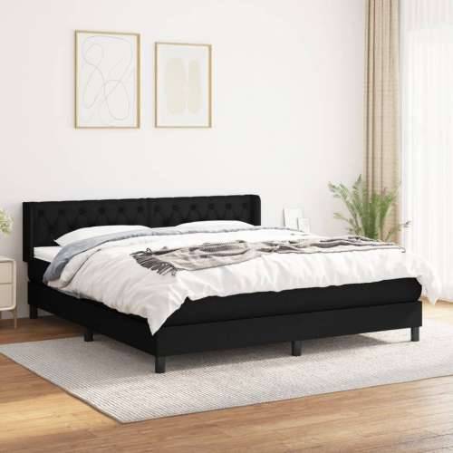 Krevet s oprugama i madracem crni 160x200 cm od tkanine Crna 160 x 200 cm Dizajn s gumbima Cijena