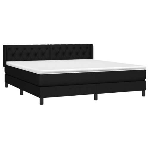 Krevet s oprugama i madracem crni 160x200 cm od tkanine Crna 160 x 200 cm Dizajn s gumbima Cijena