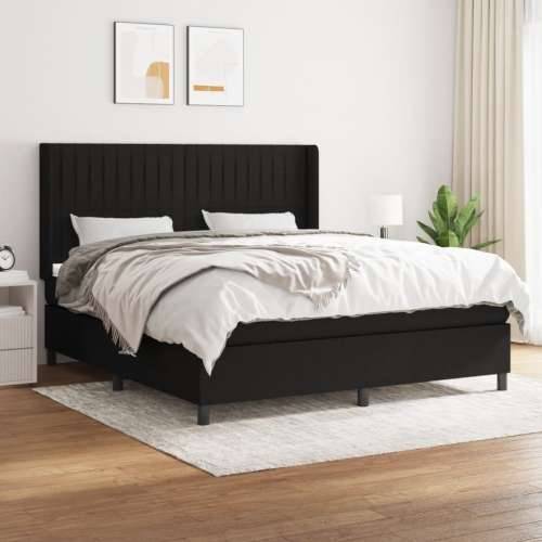 Krevet s oprugama i madracem crni 160x200 cm od tkanine - Crna 160 x 200 cm Okomite pruge Cijena
