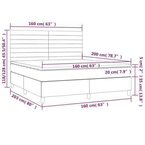 Krevet s oprugama i madracem crni 160x200 cm od tkanine - Crna 160 x 200 cm vodoravne pruge Cijena