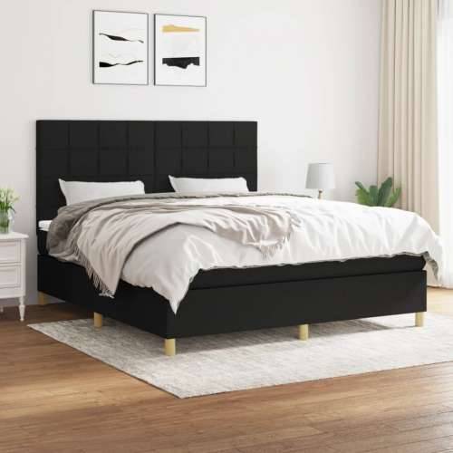 Krevet s oprugama i madracem crni 180x200 cm od tkanine - Crna 180 x 200 cm Blok s kvadratima Cijena