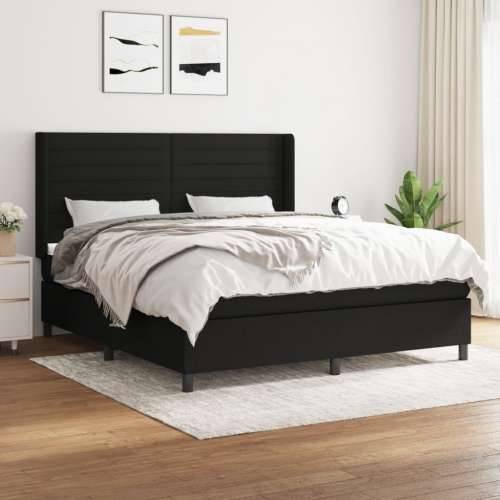 Krevet s oprugama i madracem crni 160x200 cm od tkanine - Crna 160 x 200 cm vodoravne pruge Cijena
