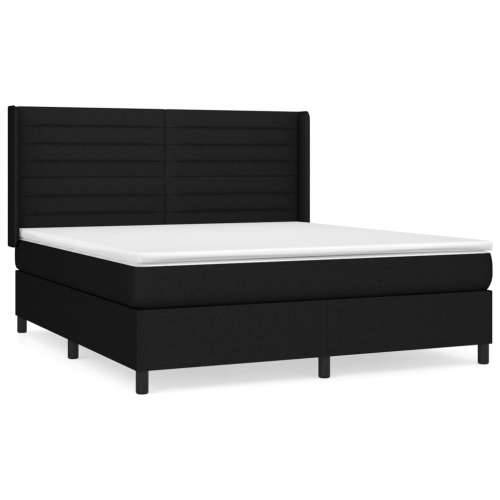 Krevet s oprugama i madracem crni 160x200 cm od tkanine - Crna 160 x 200 cm vodoravne pruge Cijena