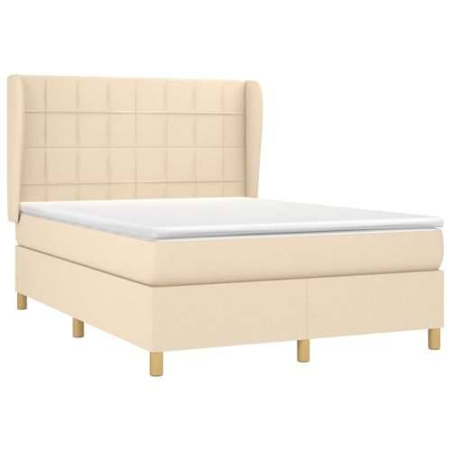 Krevet s oprugama i madracem krem 140x200 cm od tkanine - Krema 140 x 200 cm Blok s kvadratima Cijena