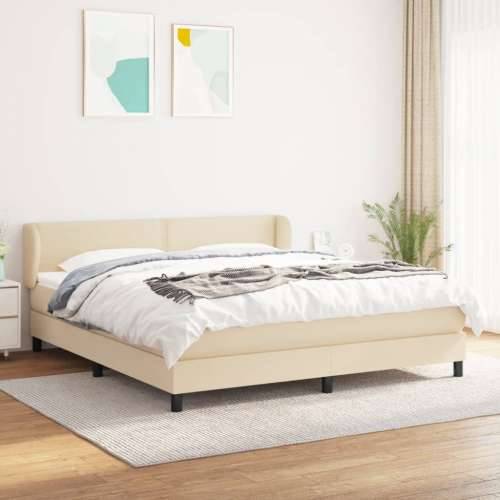 Krevet s oprugama i madracem krem 160x200 cm od tkanine - Krema 160 x 200 cm Obično s čavlima Cijena