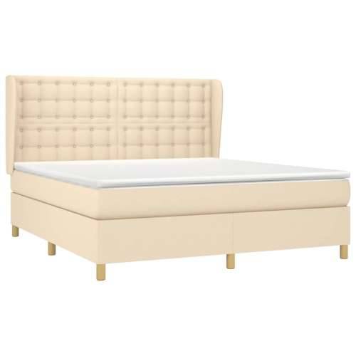Krevet s oprugama i madracem krem 180x200 cm od tkanine - Krema 180 x 200 cm gumbi Cijena