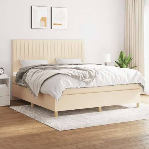 Krevet s oprugama i madracem krem 160x200 cm od tkanine - Krema 160 x 200 cm Okomite pruge Cijena