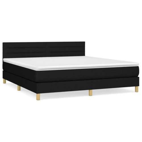 Krevet s oprugama i madracem crni 160x200 cm od tkanine - Crna 160 x 200 cm vodoravne pruge Cijena