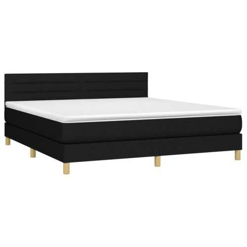 Krevet s oprugama i madracem crni 160x200 cm od tkanine - Crna 160 x 200 cm vodoravne pruge Cijena