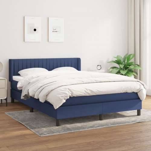 Krevet s oprugama i madracem plavi 140x200 cm od tkanine Plava 140 x 200 cm Okomite pruge Cijena