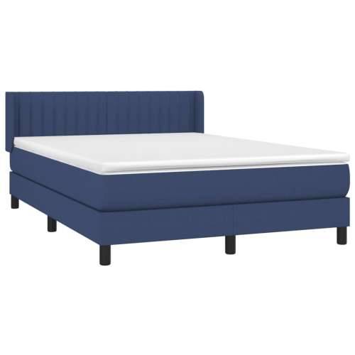 Krevet s oprugama i madracem plavi 140x200 cm od tkanine Plava 140 x 200 cm Okomite pruge Cijena