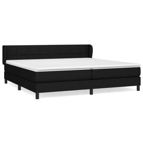 Krevet s oprugama i madracem crni 200x200 cm od tkanine - Crna 200 x 200 cm Blok s kvadratima Cijena