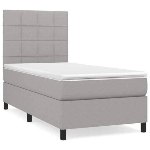Okvir kreveta s oprugama i madrac svjetlosivi 90x200cm tkanina - Svjetlosiva 90 x 200 cm Blok s kvadratima Cijena