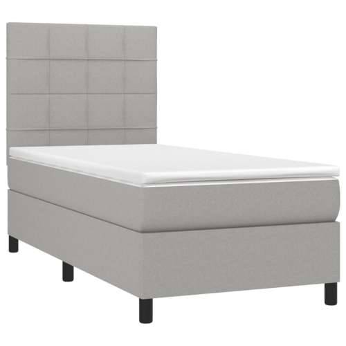 Okvir kreveta s oprugama i madrac svjetlosivi 90x200cm tkanina - Svjetlosiva 90 x 200 cm Blok s kvadratima Cijena