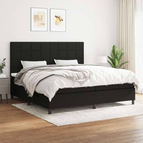 Krevet s oprugama i madracem crni 200x200 cm od tkanine - Crna 200 x 200 cm Blok s kvadratima Cijena
