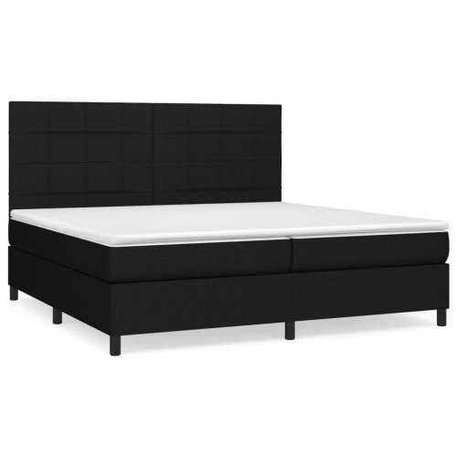 Krevet s oprugama i madracem crni 200x200 cm od tkanine - Crna 200 x 200 cm Blok s kvadratima Cijena
