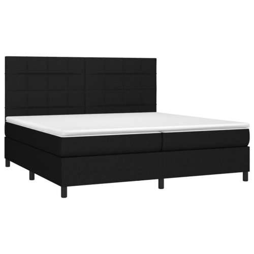 Krevet s oprugama i madracem crni 200x200 cm od tkanine - Crna 200 x 200 cm Blok s kvadratima Cijena