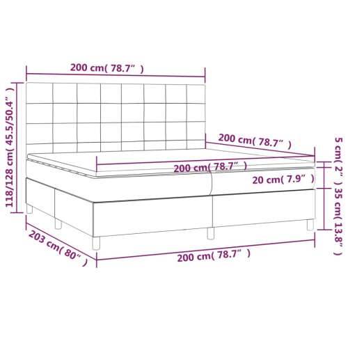 Krevet s oprugama i madracem crni 200x200 cm od tkanine - Crna 200 x 200 cm Blok s kvadratima Cijena