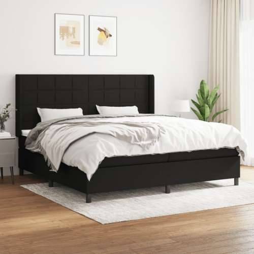 Krevet s oprugama i madracem crni 200x200 cm od tkanine - Crna 200 x 200 cm Blok s kvadratima Cijena