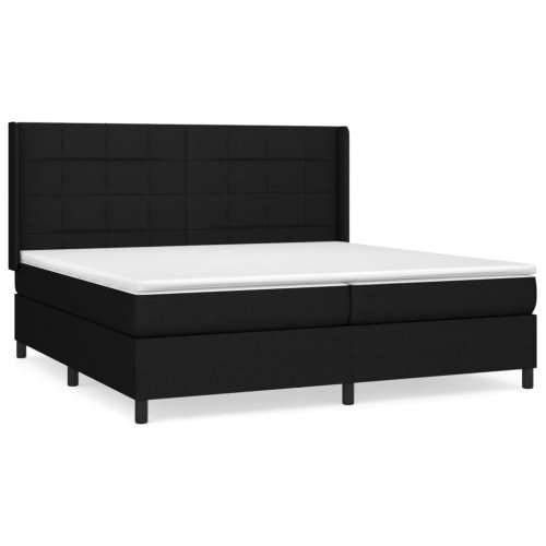 Krevet s oprugama i madracem crni 200x200 cm od tkanine - Crna 200 x 200 cm Blok s kvadratima Cijena