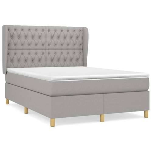 Krevet box spring s madracem svjetlosivi 140x200 cm od tkanine - Svjetlosiva 140 x 200 cm Dizajn s gumbima Cijena