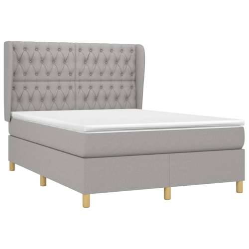 Krevet box spring s madracem svjetlosivi 140x200 cm od tkanine - Svjetlosiva 140 x 200 cm Dizajn s gumbima Cijena