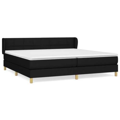Krevet s oprugama i madracem crni 200x200 cm od tkanine - Crna 200 x 200 cm Blok s kvadratima Cijena