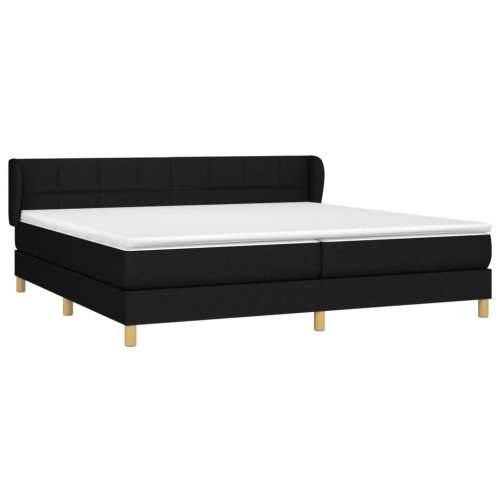 Krevet s oprugama i madracem crni 200x200 cm od tkanine - Crna 200 x 200 cm Blok s kvadratima Cijena
