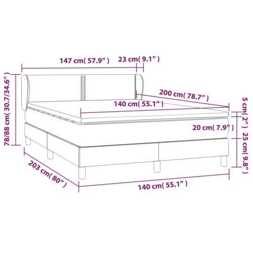 Krevet box spring s madracem svjetlosivi 140x200 cm od tkanine - Svjetlosiva 140 x 200 cm Obično s čavlima Cijena