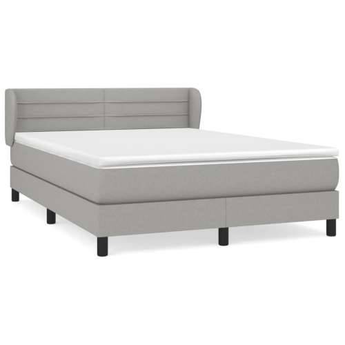 Krevet box spring s madracem svjetlosivi 140x200 cm od tkanine - Svjetlosiva 140 x 200 cm vodoravne pruge Cijena