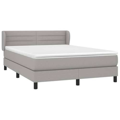 Krevet box spring s madracem svjetlosivi 140x200 cm od tkanine - Svjetlosiva 140 x 200 cm vodoravne pruge Cijena