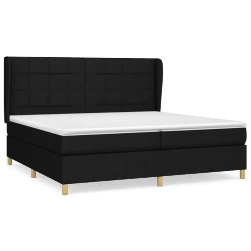 Krevet s oprugama i madracem crni 200x200 cm od tkanine - Crna 200 x 200 cm Blok s kvadratima Cijena