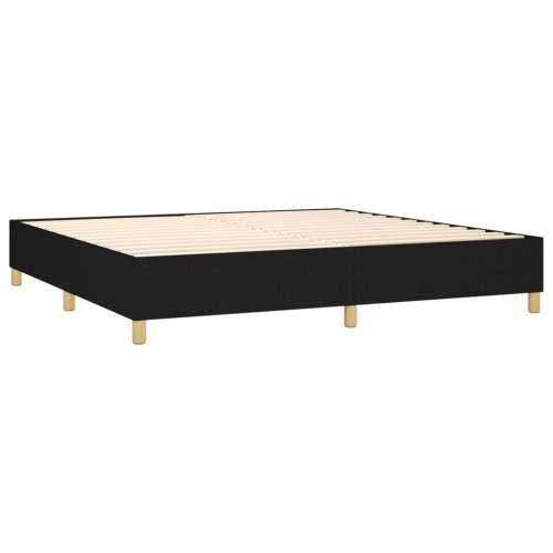 Krevet s oprugama i madracem crni 200x200 cm od tkanine - Crna 200 x 200 cm Blok s kvadratima Cijena