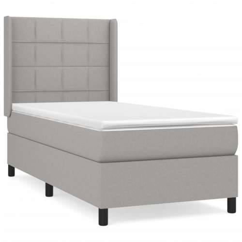 Okvir kreveta s oprugama i madrac svjetlosivi 90x200cm tkanina - Svjetlosiva 90 x 200 cm Blok s kvadratima Cijena