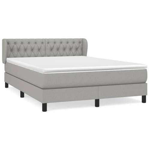 Krevet box spring s madracem svjetlosivi 140x200 cm od tkanine - Svjetlosiva 140 x 200 cm Dizajn s gumbima Cijena