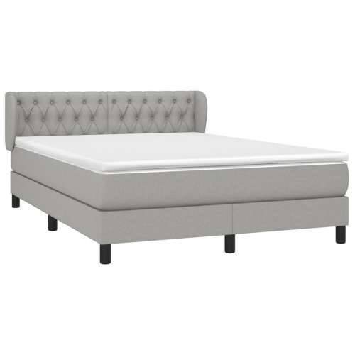 Krevet box spring s madracem svjetlosivi 140x200 cm od tkanine - Svjetlosiva 140 x 200 cm Dizajn s gumbima Cijena