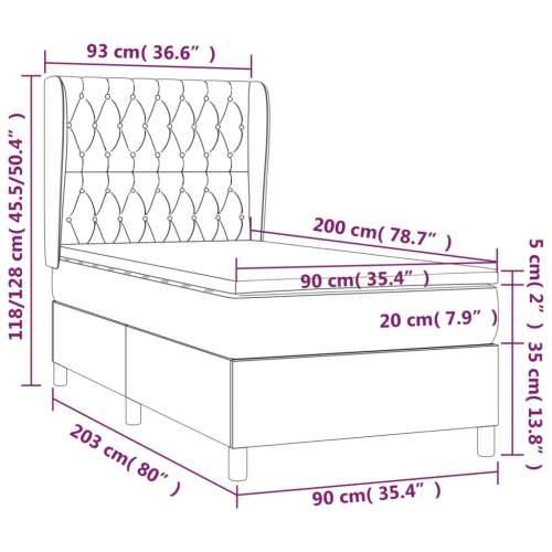Okvir kreveta s oprugama i madrac svjetlosivi 90x200cm tkanina - Svjetlosiva 90 x 200 cm Dizajn s gumbima Cijena