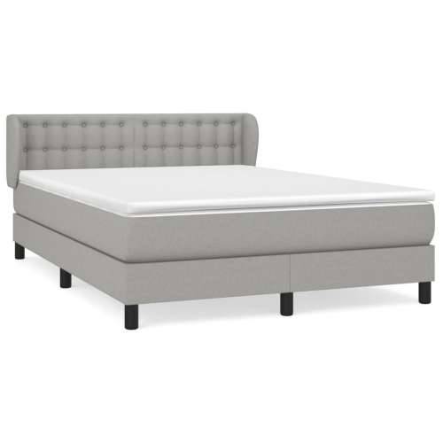 Krevet box spring s madracem svjetlosivi 140x200 cm od tkanine - Svjetlosiva 140 x 200 cm gumbi Cijena
