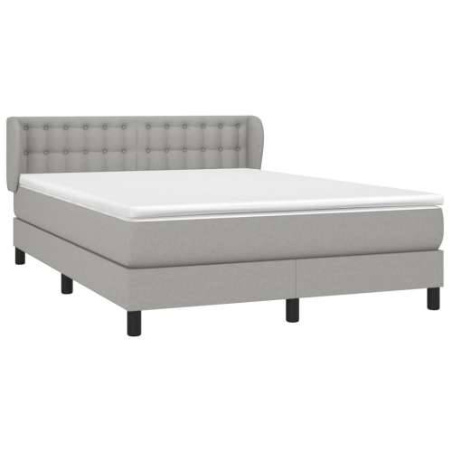 Krevet box spring s madracem svjetlosivi 140x200 cm od tkanine - Svjetlosiva 140 x 200 cm gumbi Cijena