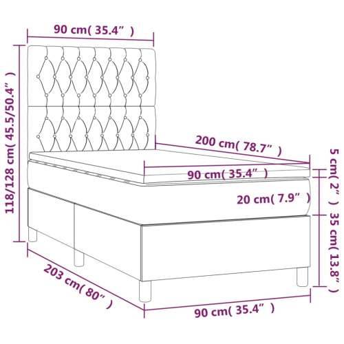 Okvir kreveta s oprugama i madrac svjetlosivi 90x200cm tkanina - Svjetlosiva 90 x 200 cm Dizajn s gumbima Cijena